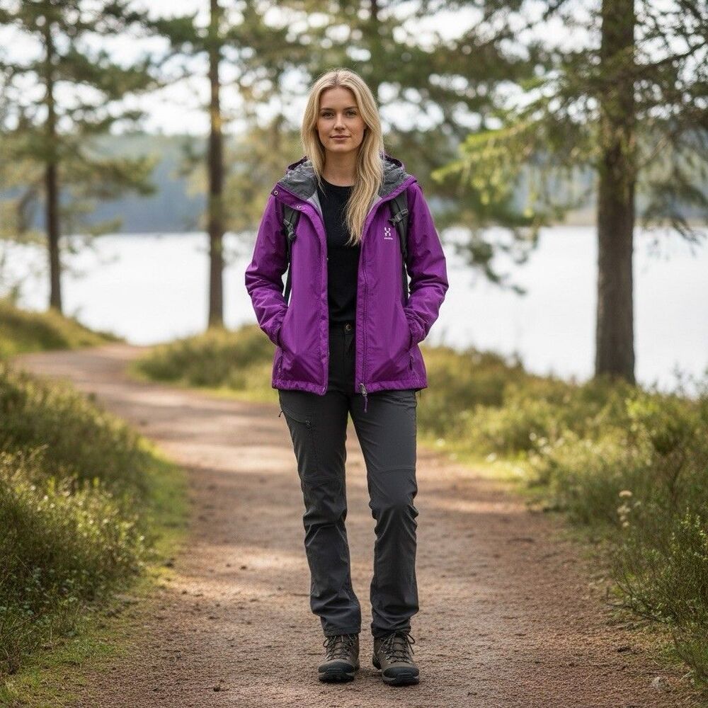 Haglofs Waterproof Proof Velum Jacket M Purple Trail Hiking Shell Travel Coat